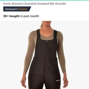 Arctix Women's Essential Insulated Snow Bib Overalls Black Size Small S 4-6, 31”
